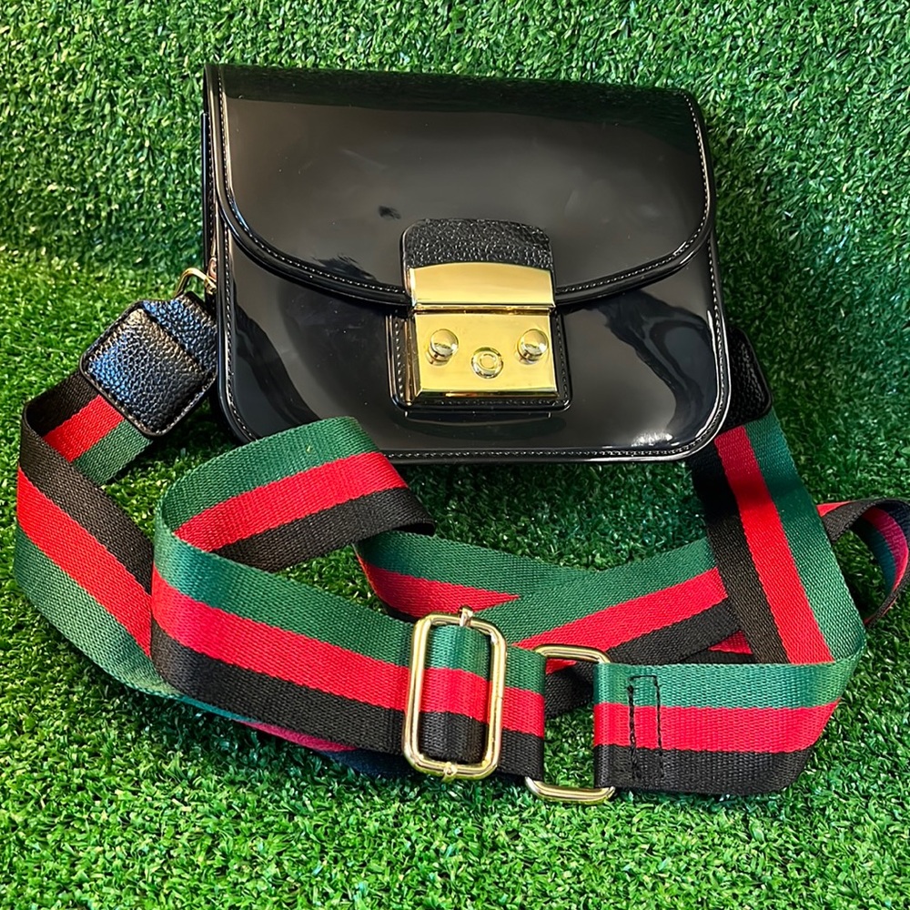 Black with Gold accents Fashion Crossbody/Shoulder Bag CHUNKY ADJUSTABLE STRAP